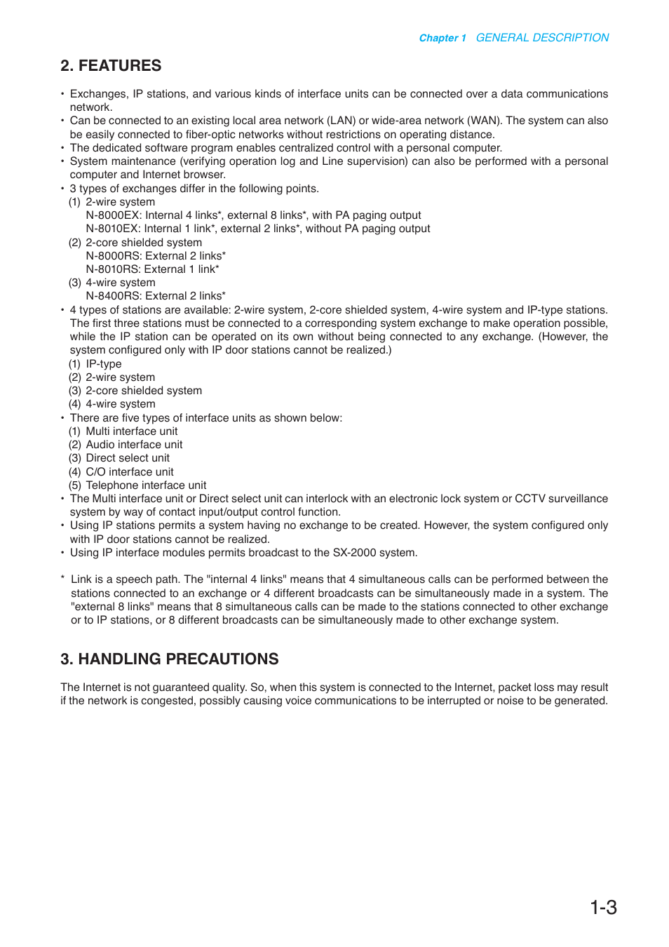 Features, Handling precautions | Toa N-8000 Series User Manual | Page 20 / 652