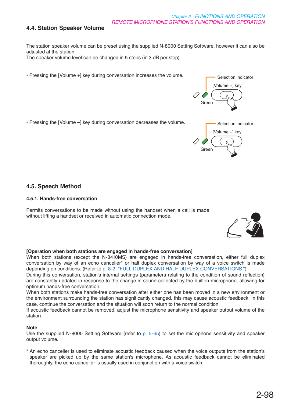 Station speaker volume, Speech method, P. 2-98 | Toa N-8000 Series User Manual | Page 209 / 652