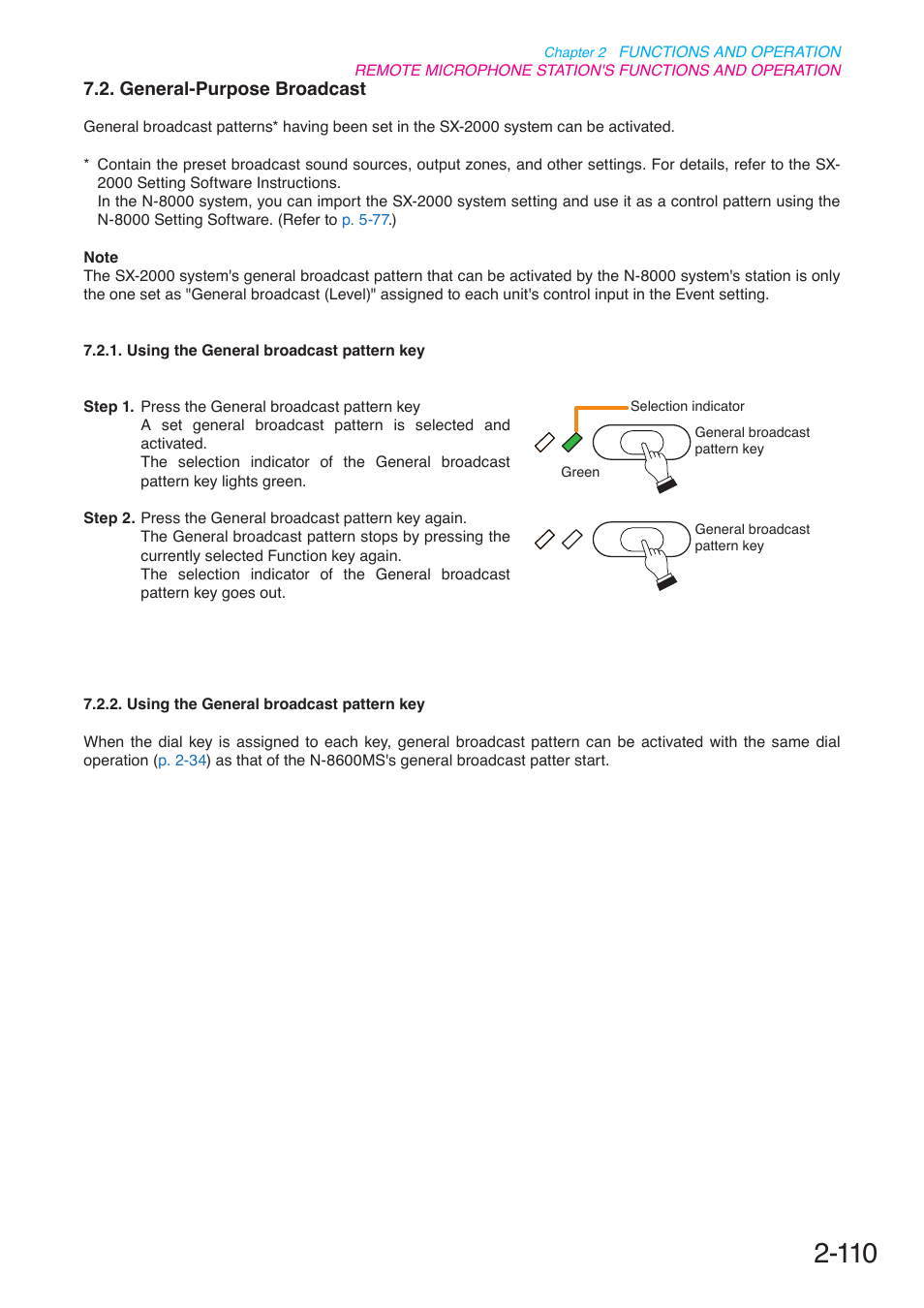 General-purpose broadcast, P. 2-110 | Toa N-8000 Series User Manual | Page 221 / 652