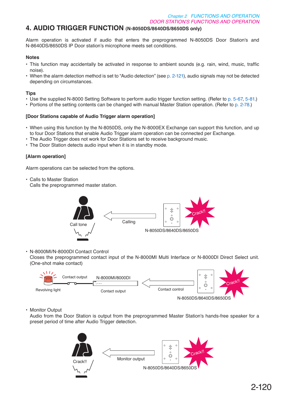 Audio trigger function, N-8050ds/8640ds/8650ds only), P. 2-120 | Toa N-8000 Series User Manual | Page 231 / 652