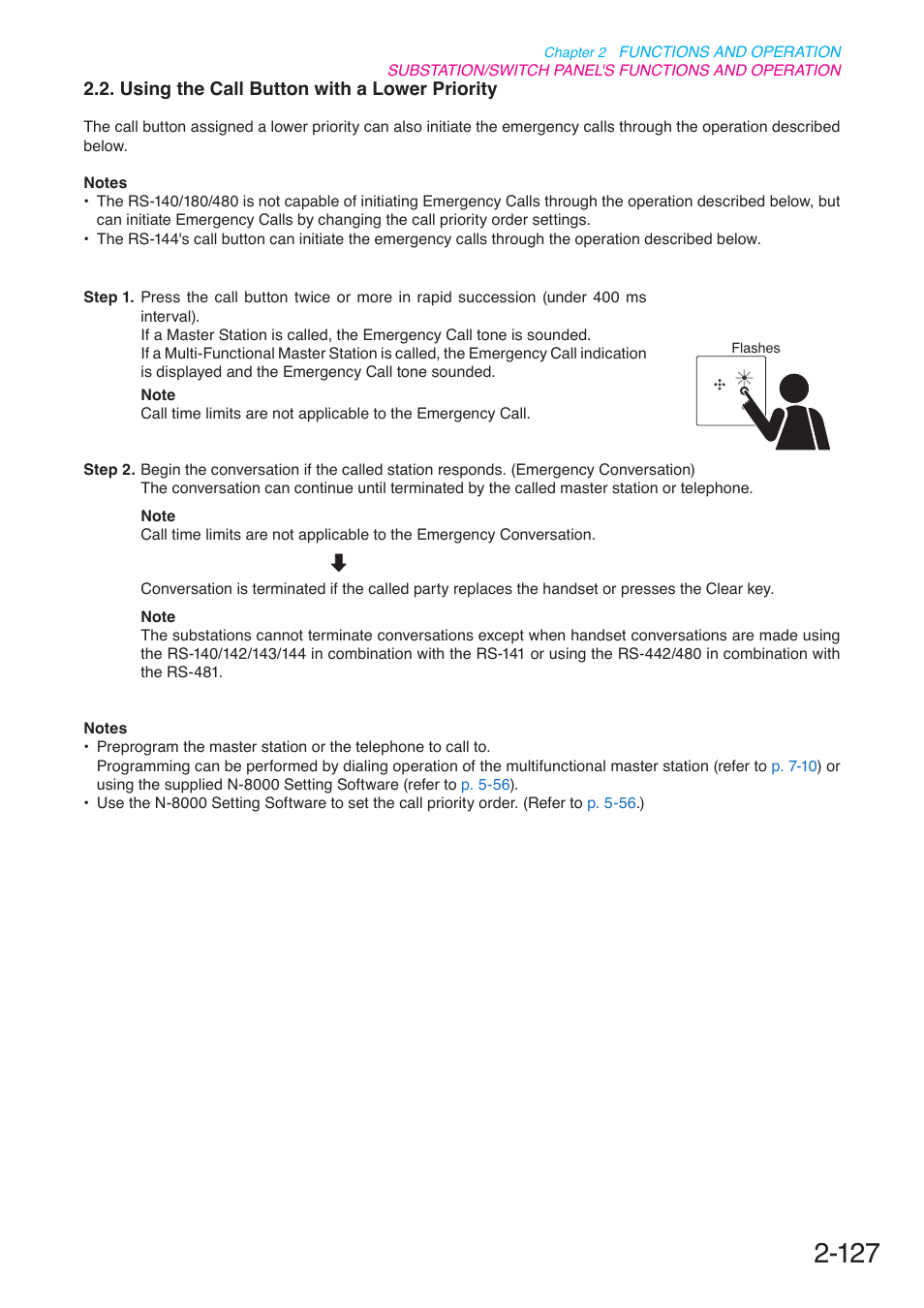 Using the call button with a lower priority | Toa N-8000 Series User Manual | Page 238 / 652