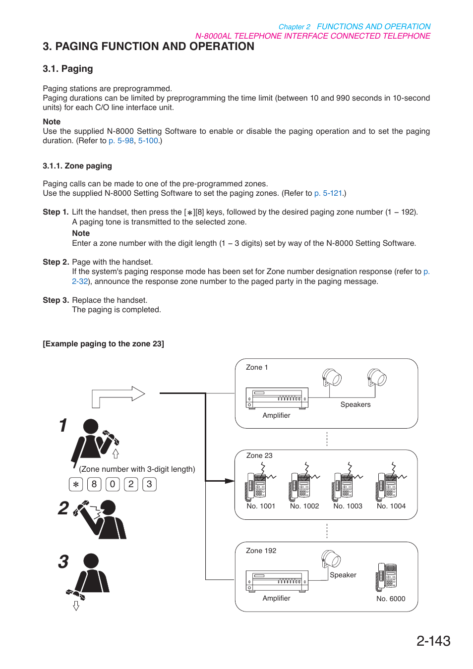 Paging function and operation, Paging, P. 2-143 | Toa N-8000 Series User Manual | Page 254 / 652