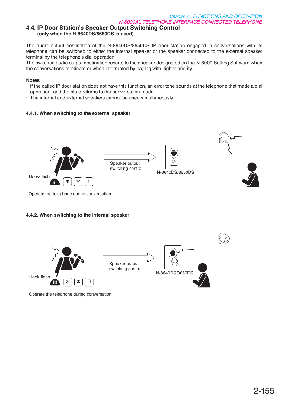 Ip door station's speaker output switching control, Only when the n-8640ds/8650ds is used), P. 2-155 | Toa N-8000 Series User Manual | Page 266 / 652