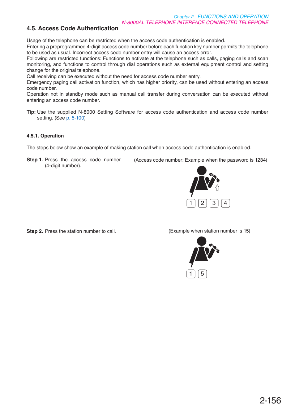 Access code authentication, P. 2-156 | Toa N-8000 Series User Manual | Page 267 / 652