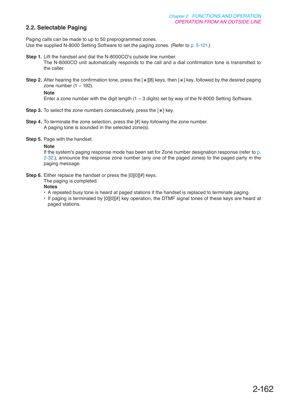 Selectable paging, P. 2-162 | Toa N-8000 Series User Manual | Page 273 / 652