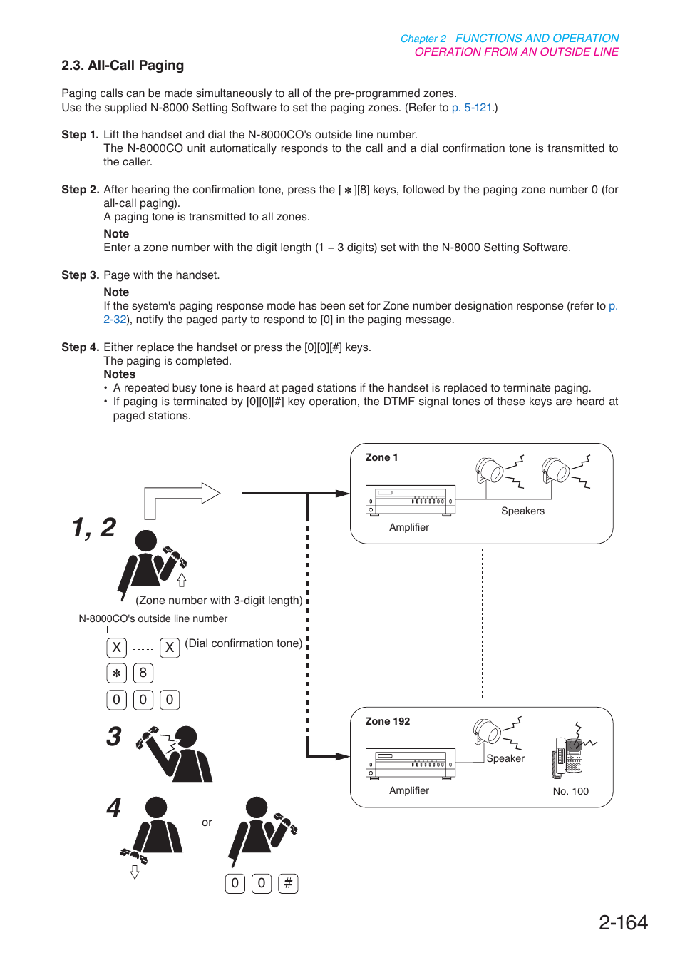 All-call paging, P. 2-164 | Toa N-8000 Series User Manual | Page 275 / 652