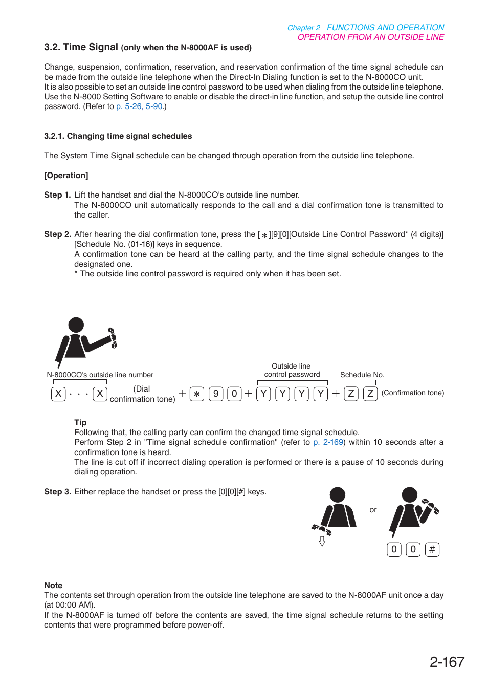 Time signal (only when the n-8000af is used), P. 2-167 | Toa N-8000 Series User Manual | Page 278 / 652