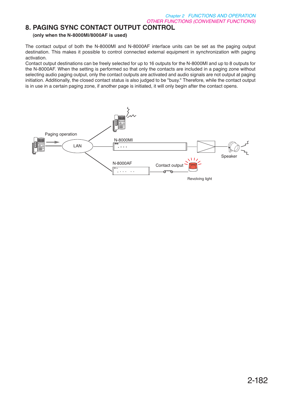 Paging sync contact output control, Only when the n-8000mi/8000af is used), P. 2-182 | Toa N-8000 Series User Manual | Page 293 / 652