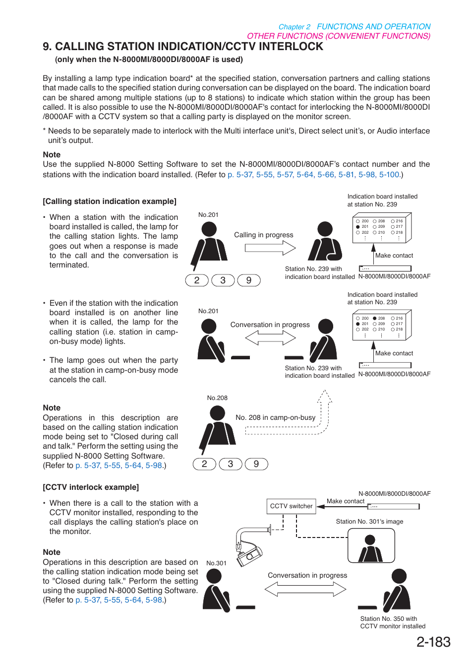 Calling station indication/cctv interlock, Only when the n-8000mi/8000di/8000af is used), P. 2-183 | Toa N-8000 Series User Manual | Page 294 / 652