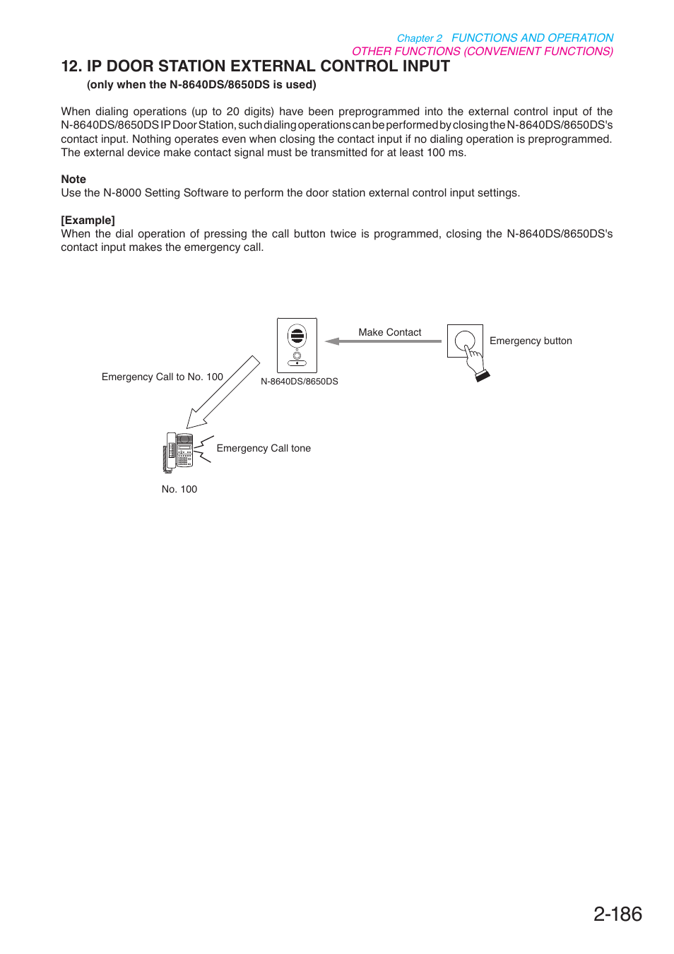 Ip door station external control input, Only when the n-8640ds/8650ds is used), P. 2-186 | Toa N-8000 Series User Manual | Page 297 / 652