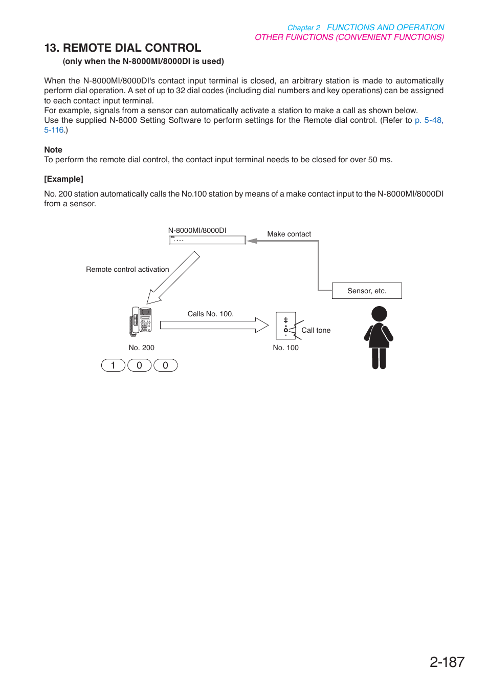 Remote dial control, Only when the n-8000mi/8000di is used), P. 2-187 | Toa N-8000 Series User Manual | Page 298 / 652