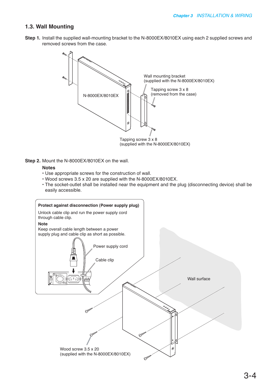 Wall mounting, P. 3-4 | Toa N-8000 Series User Manual | Page 308 / 652