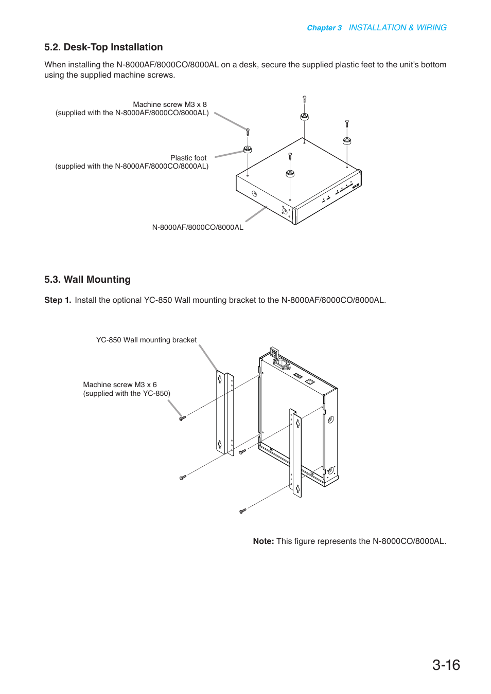 Desk-top installation, Wall mounting | Toa N-8000 Series User Manual | Page 320 / 652