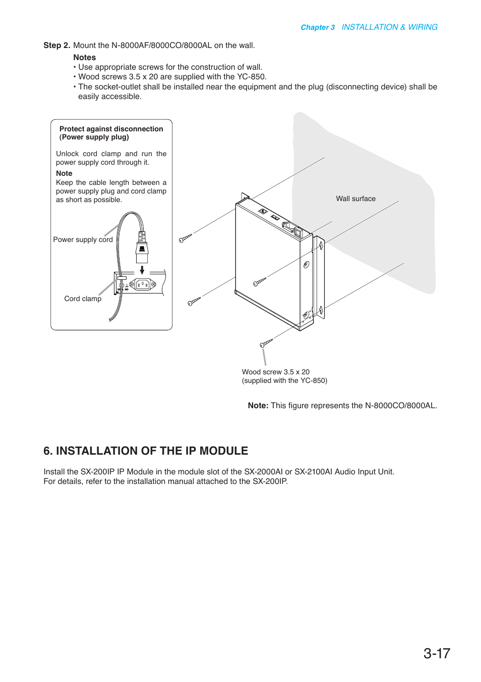 Installation of the ip module, P. 3-17 | Toa N-8000 Series User Manual | Page 321 / 652