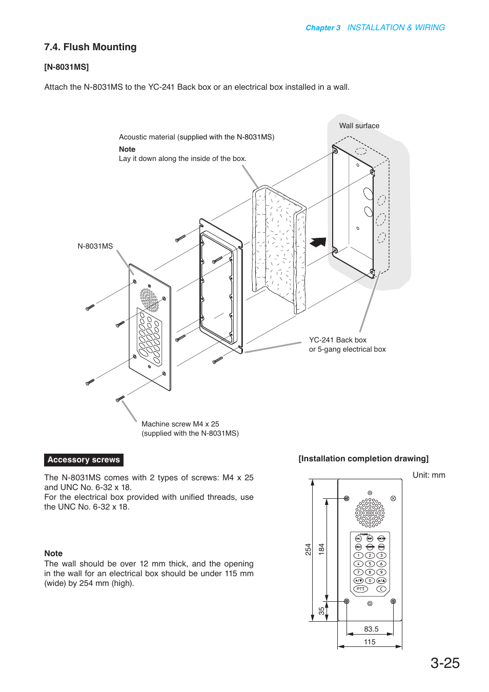 Flush mounting | Toa N-8000 Series User Manual | Page 329 / 652