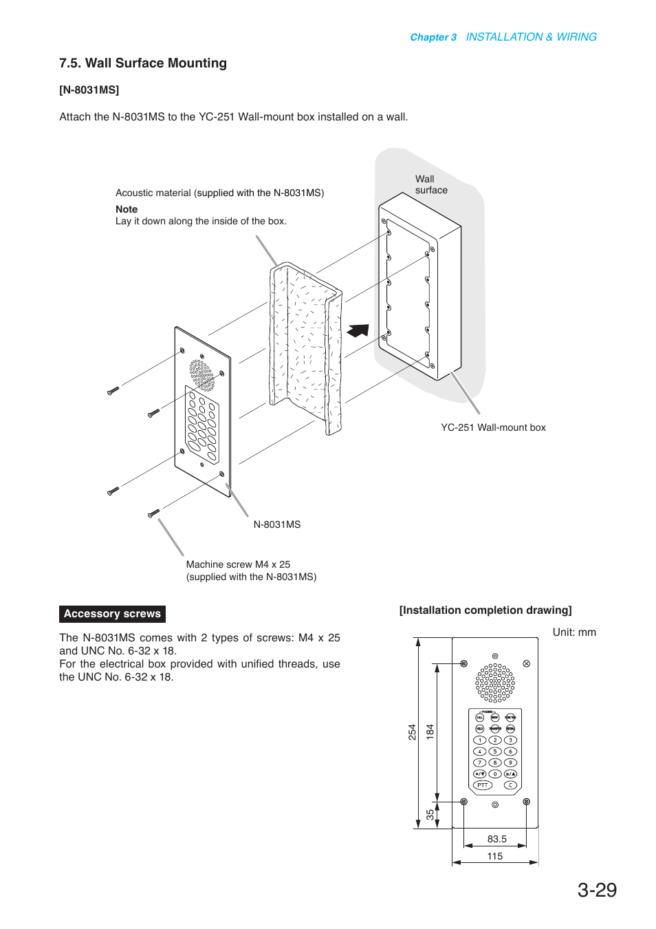 Wall surface mounting | Toa N-8000 Series User Manual | Page 333 / 652