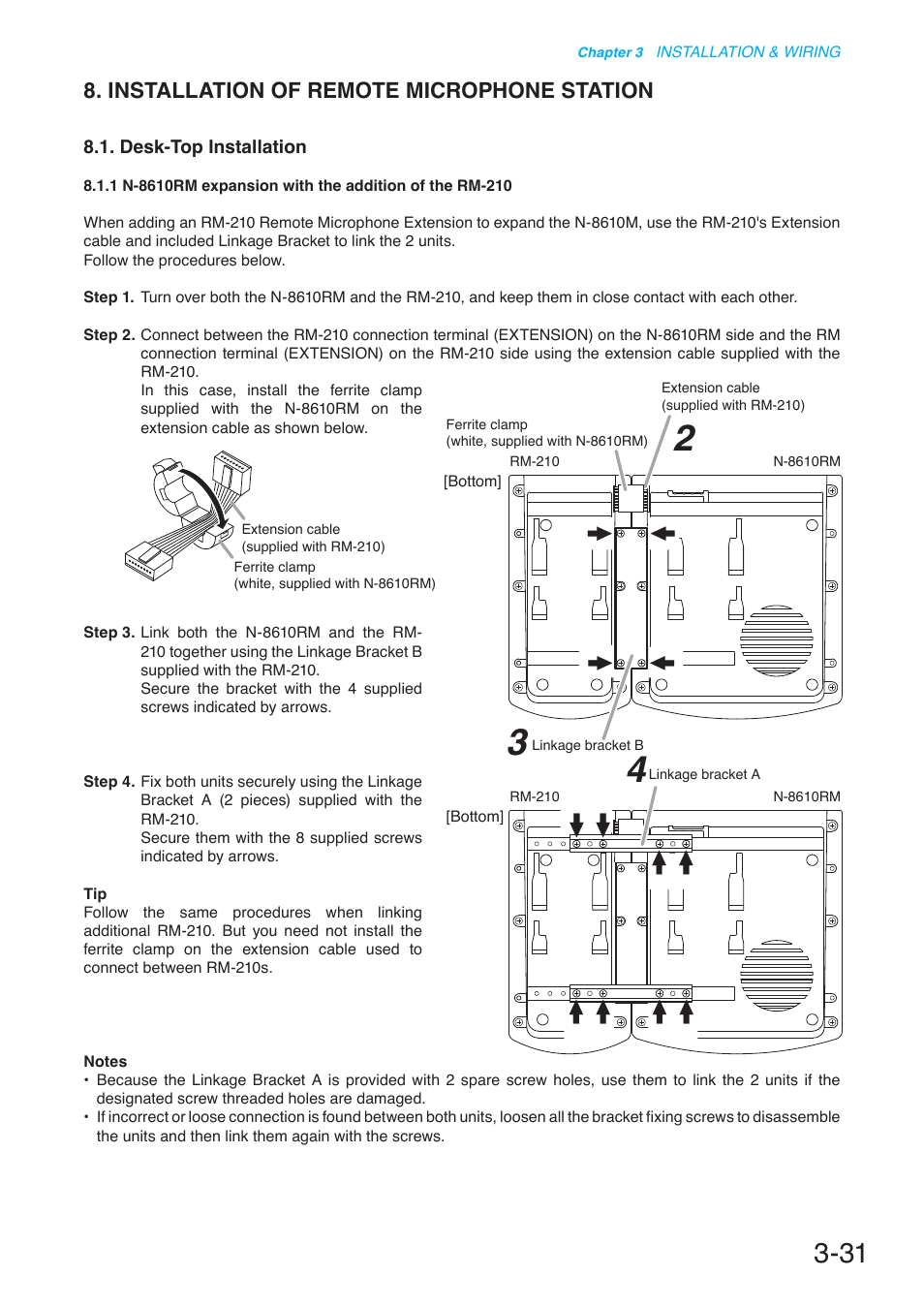 Installation of remote microphone station, Desk-top installation | Toa N-8000 Series User Manual | Page 335 / 652