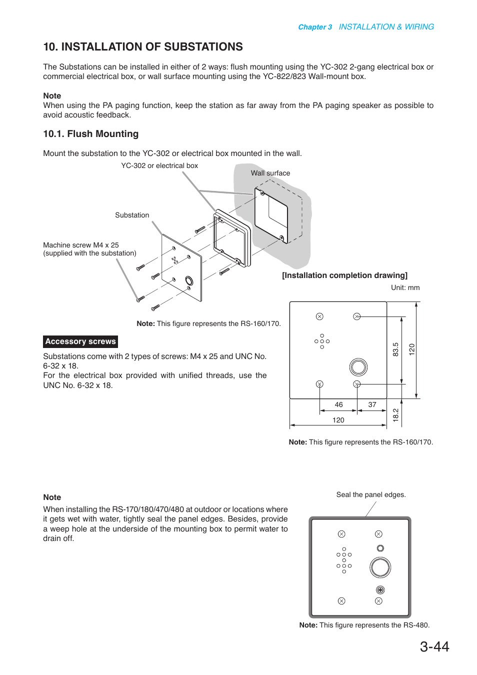 Installation of substations, Flush mounting | Toa N-8000 Series User Manual | Page 348 / 652