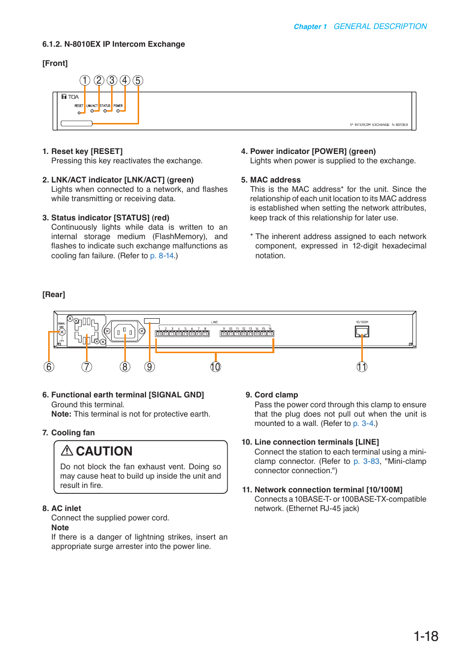 Caution | Toa N-8000 Series User Manual | Page 35 / 652