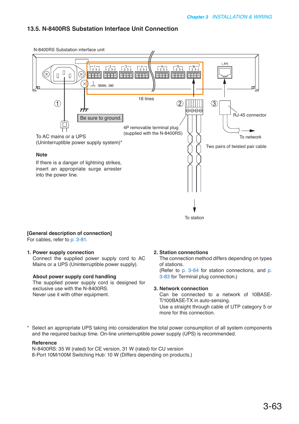 N-8400rs substation interface unit connection | Toa N-8000 Series User Manual | Page 367 / 652