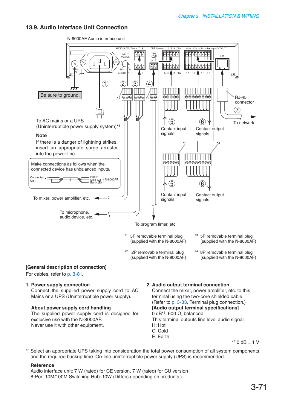 Audio interface unit connection | Toa N-8000 Series User Manual | Page 375 / 652