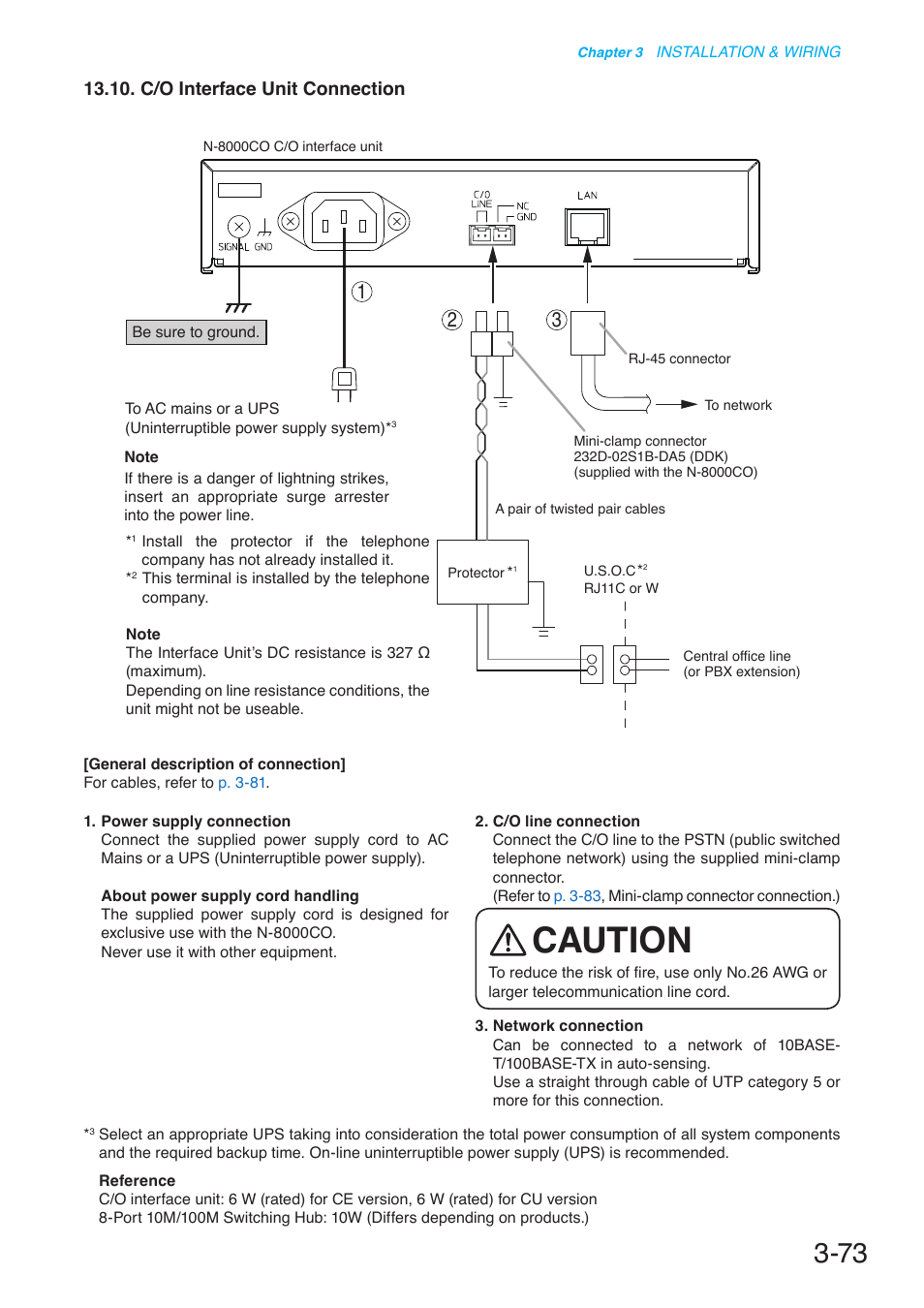 C/o interface unit connection, Caution | Toa N-8000 Series User Manual | Page 377 / 652