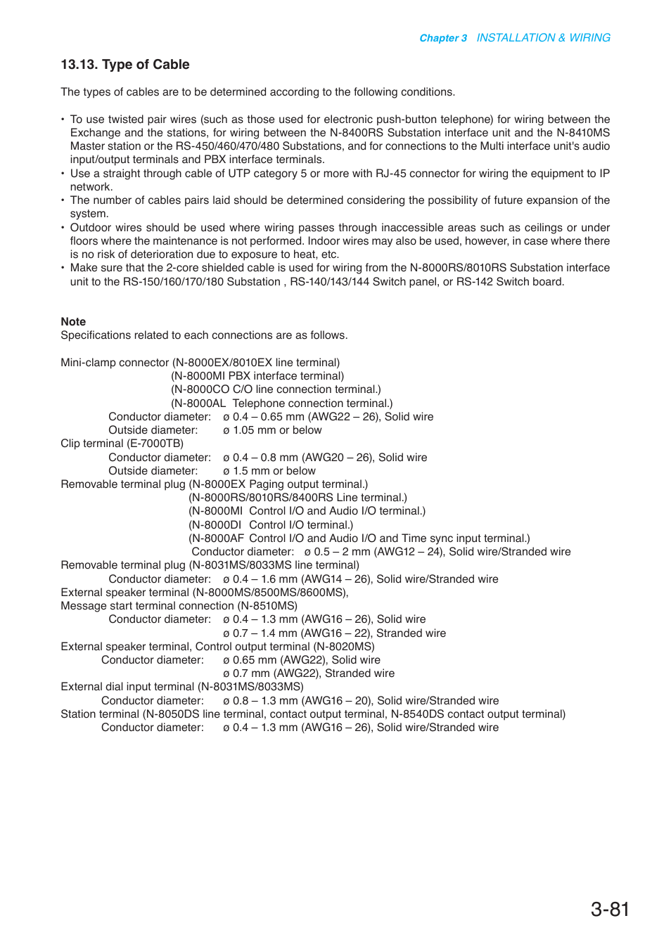 Type of cable, P. 3-81, For the type of cable, refer to | P. 3-73 | Toa N-8000 Series User Manual | Page 385 / 652