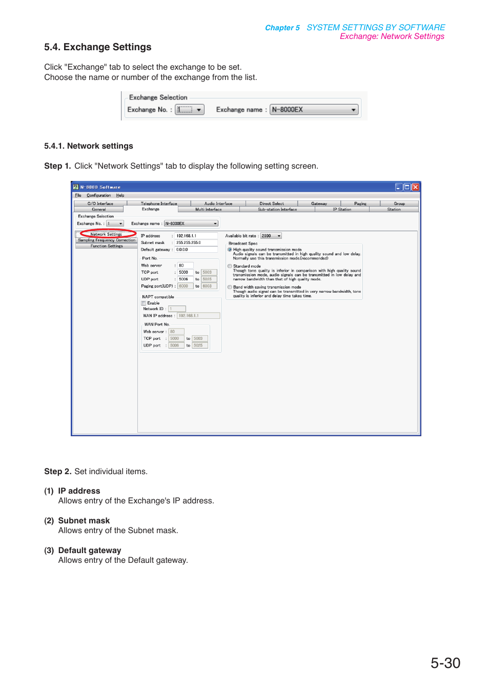 Exchange settings, P. 5-30 | Toa N-8000 Series User Manual | Page 440 / 652