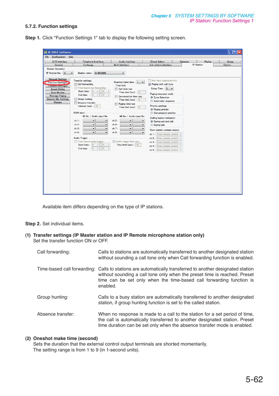 P. 5-62 | Toa N-8000 Series User Manual | Page 472 / 652