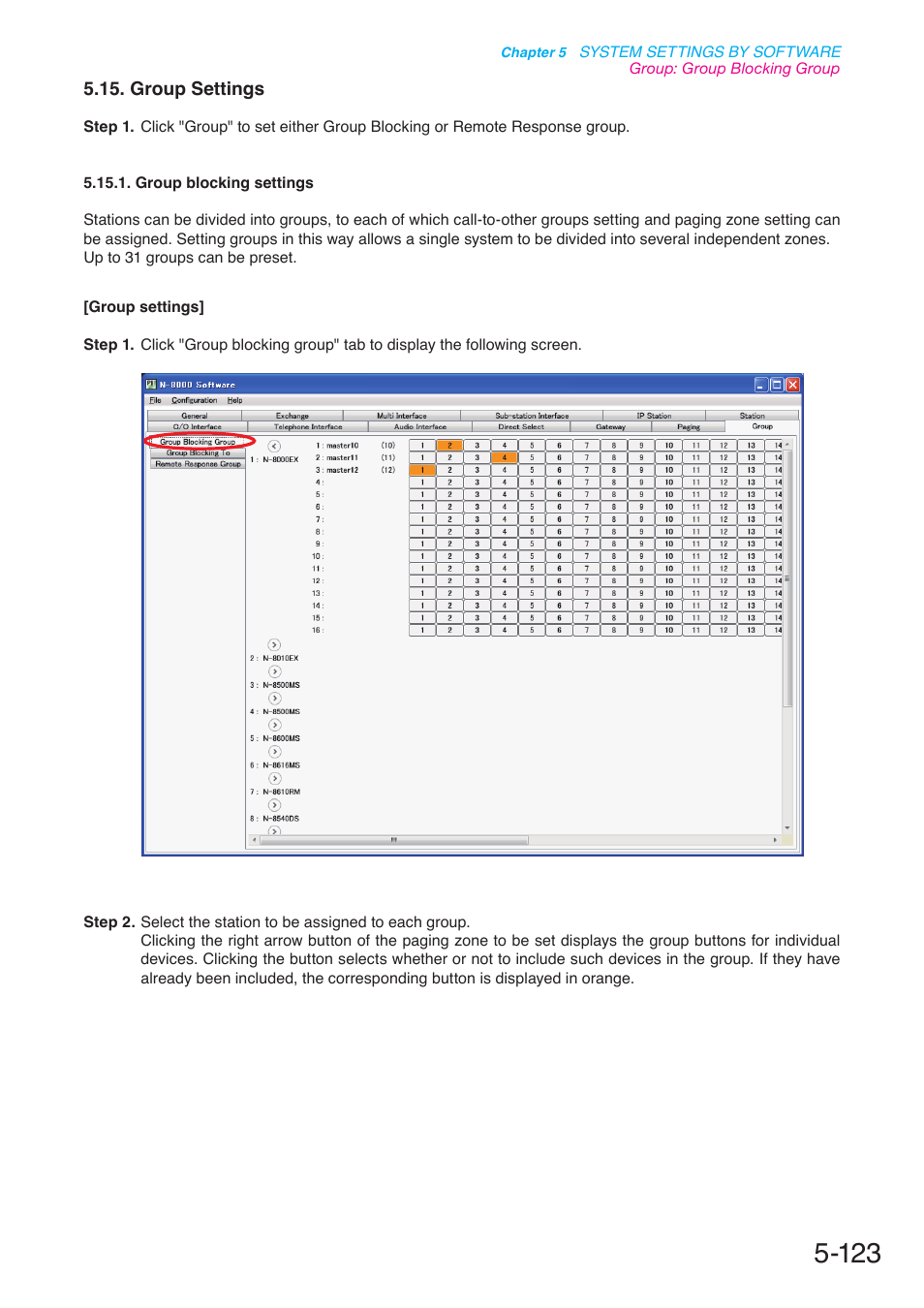 Group settings, P. 5-123 | Toa N-8000 Series User Manual | Page 533 / 652