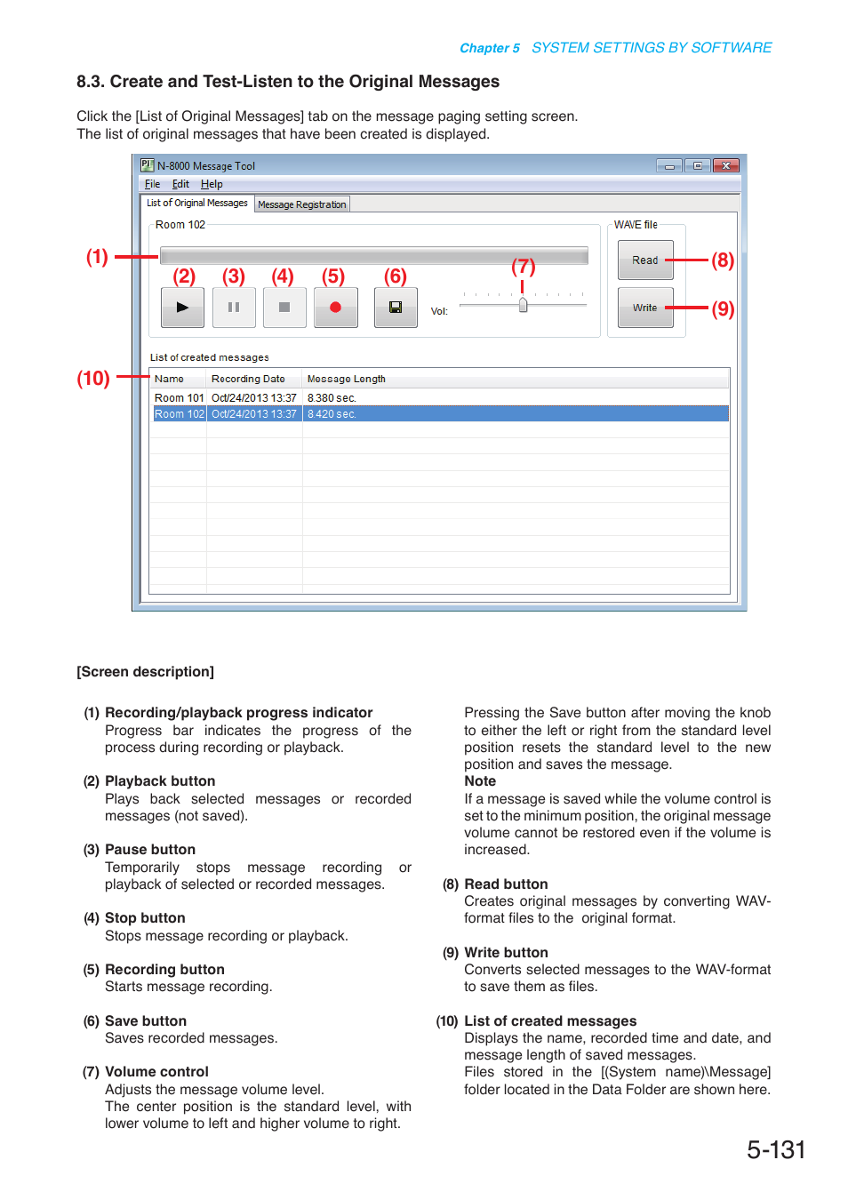 Create and test-listen to the original messages | Toa N-8000 Series User Manual | Page 541 / 652