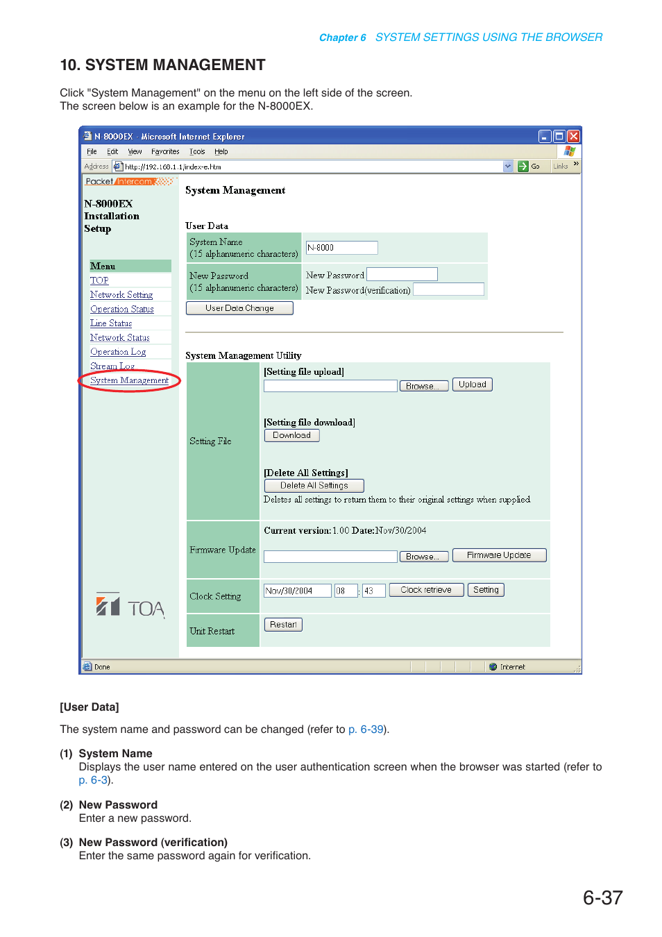 System management, P. 6-37 | Toa N-8000 Series User Manual | Page 584 / 652