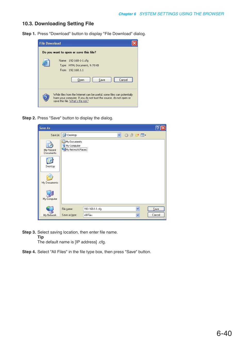 Downloading setting file, P. 6-40 | Toa N-8000 Series User Manual | Page 587 / 652