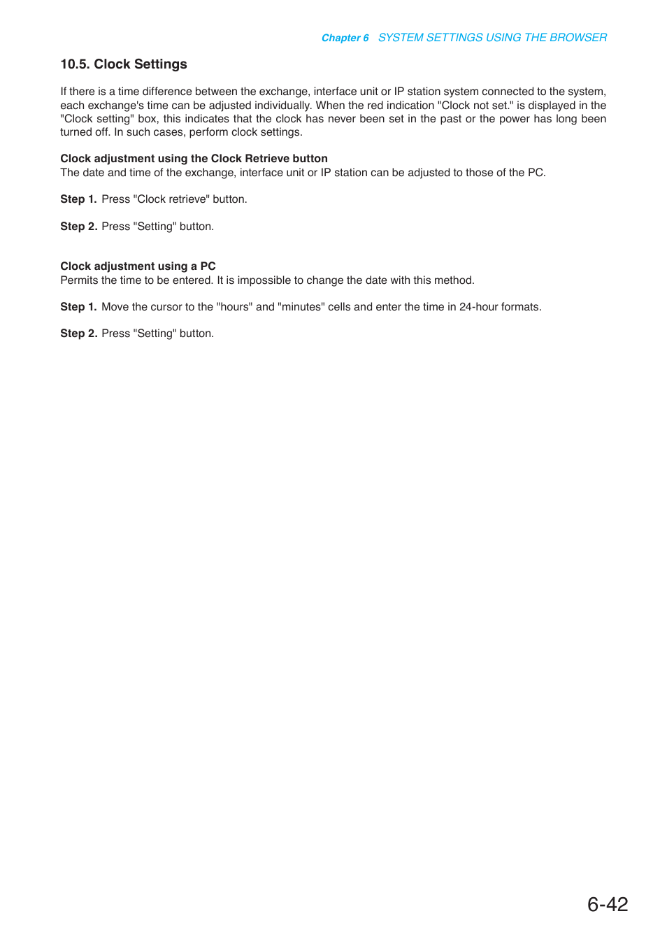 Clock settings, P. 6-42 | Toa N-8000 Series User Manual | Page 589 / 652