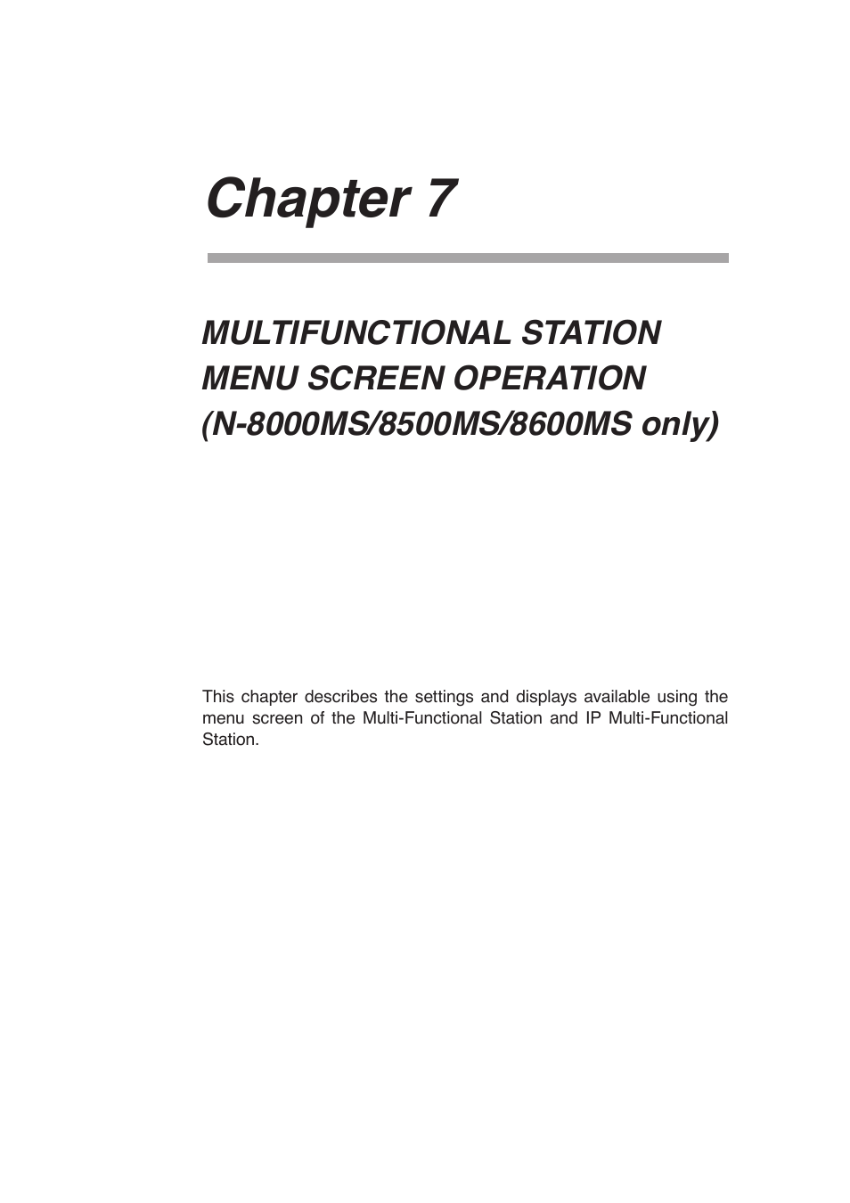 Chapter 7 : multifunctional station menu screen, Operation, N-8000ms/8500ms/8600ms only) | Chapter 7 | Toa N-8000 Series User Manual | Page 590 / 652