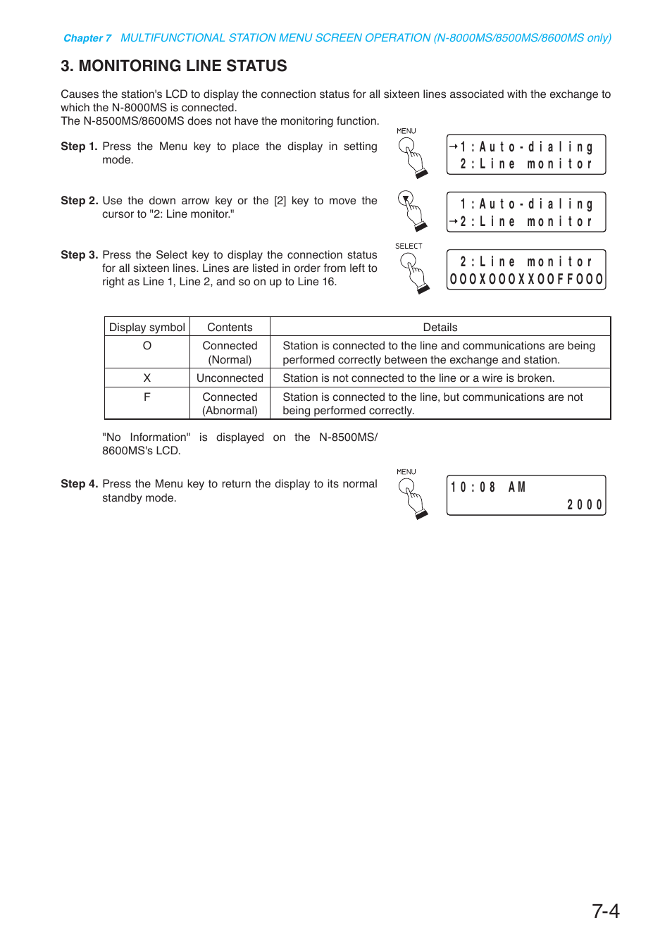 Monitoring line status, P. 7-4 | Toa N-8000 Series User Manual | Page 593 / 652