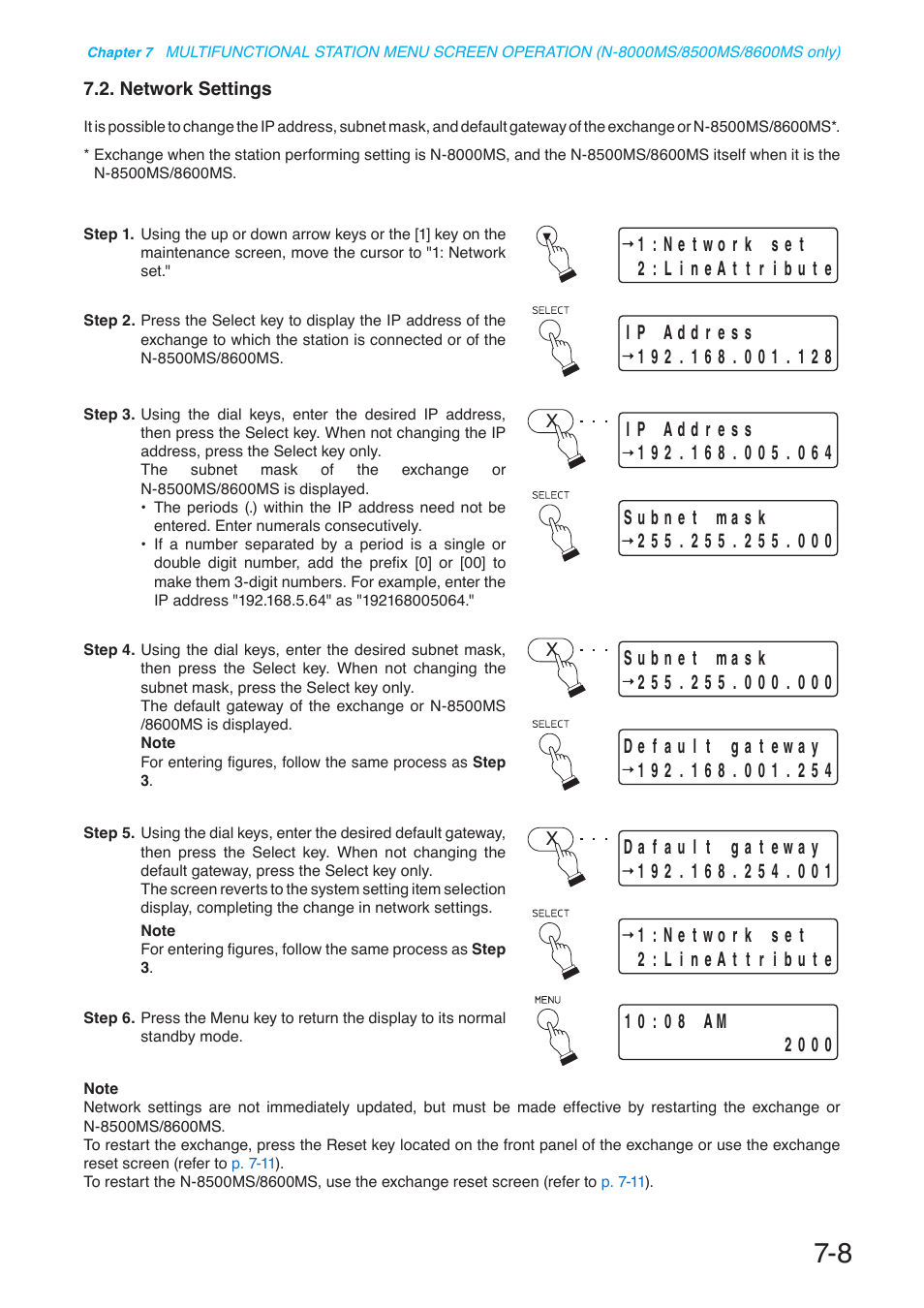 Network settings, P. 7-8 | Toa N-8000 Series User Manual | Page 597 / 652