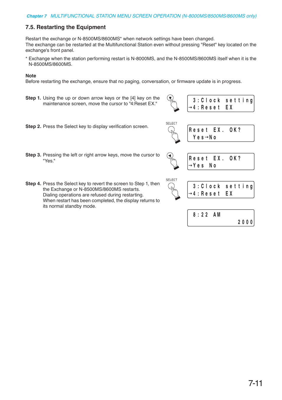 Restarting the equipment, P. 7-11 | Toa N-8000 Series User Manual | Page 600 / 652