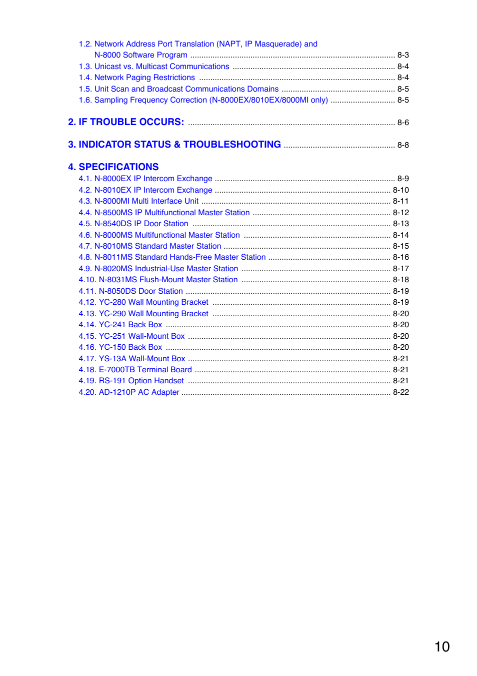 Toa N-8000 Series Ver.1.41 User Manual | Page 10 / 269