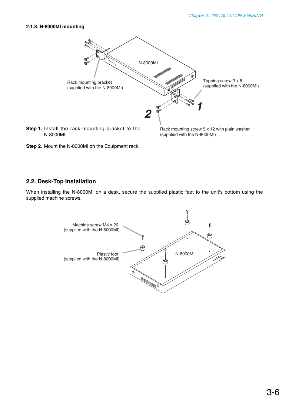 N-8000mi mounting, Desk-top installation | Toa N-8000 Series Ver.1.41 User Manual | Page 102 / 269