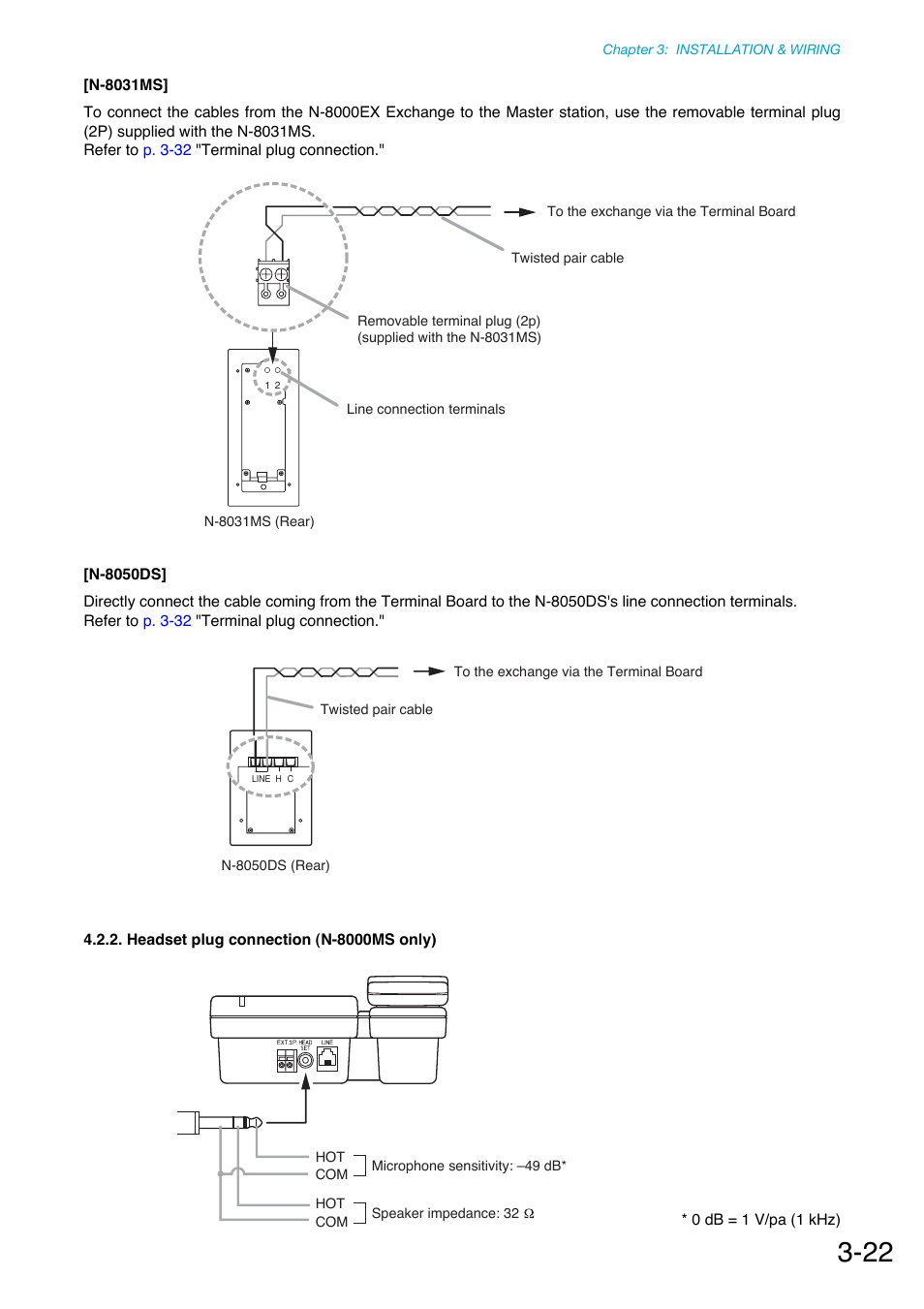 Headset plug connection (n-8000ms only), Attached. (refer to, P. 3-22 | Toa N-8000 Series Ver.1.41 User Manual | Page 118 / 269