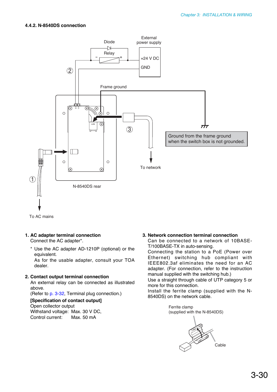 N-8540ds connection, N-8540ds connections, P. 2-38, p. 2-39, p. 3-30 | Toa N-8000 Series Ver.1.41 User Manual | Page 126 / 269