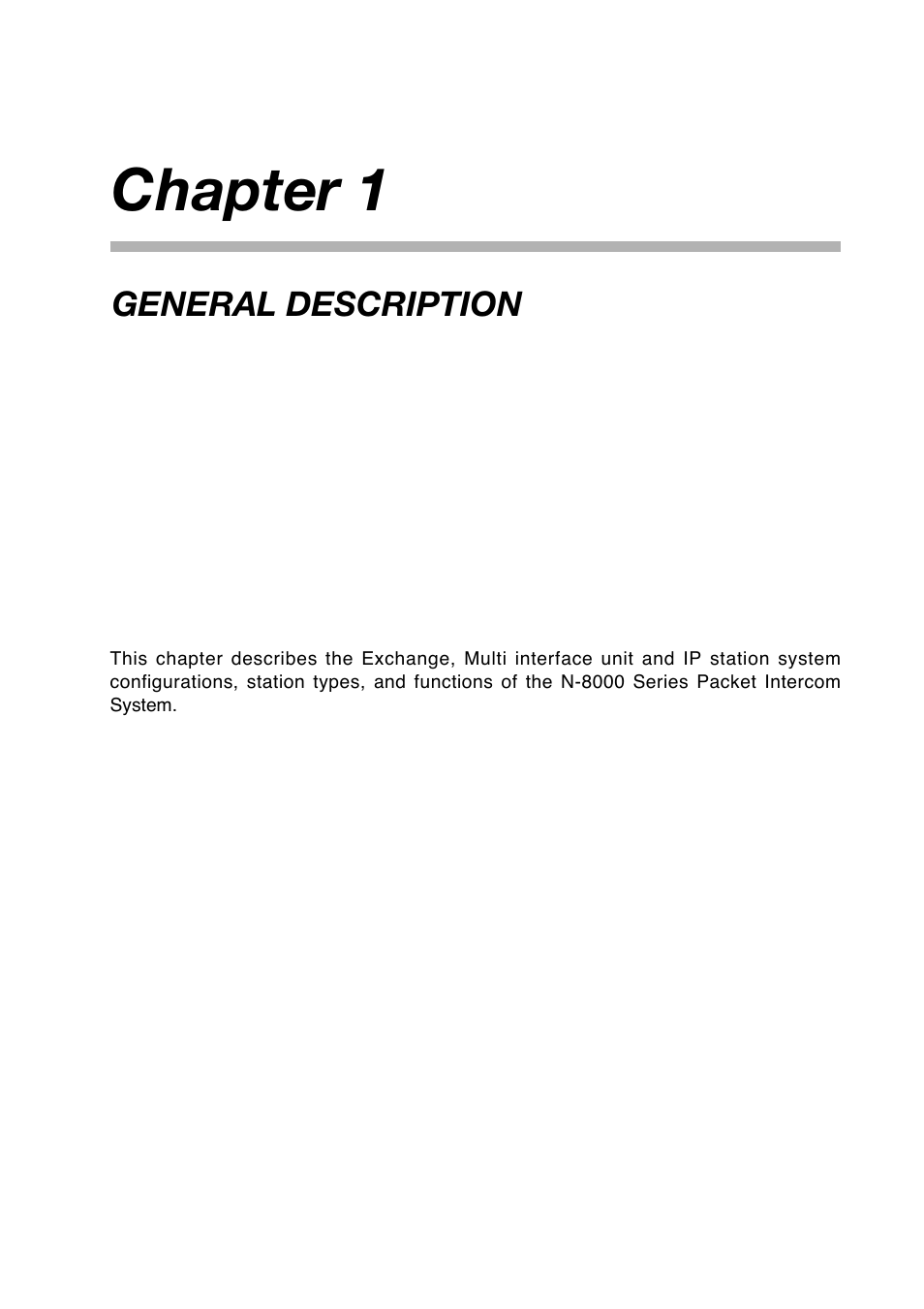 Chapter 1: general description, Chapter 1 : general description, Chapter 1 | Toa N-8000 Series Ver.1.41 User Manual | Page 14 / 269