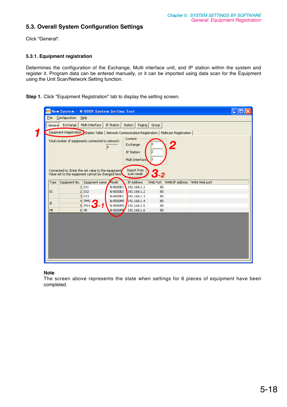 Overall system configuration settings, Equipment registration, P. 5-18 | Refer to | Toa N-8000 Series Ver.1.41 User Manual | Page 162 / 269