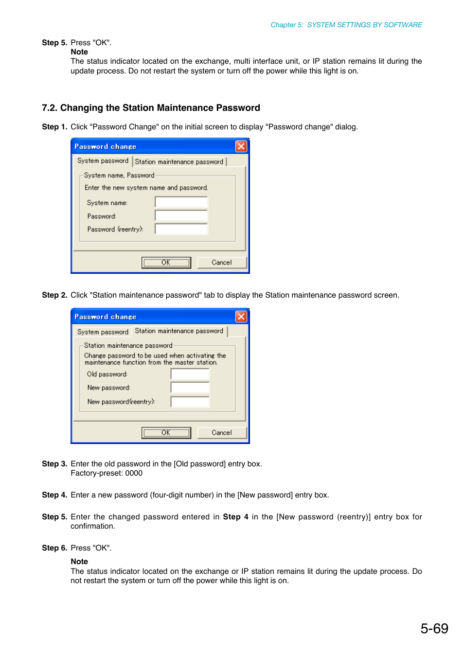 Changing the station maintenance password | Toa N-8000 Series Ver.1.41 User Manual | Page 213 / 269