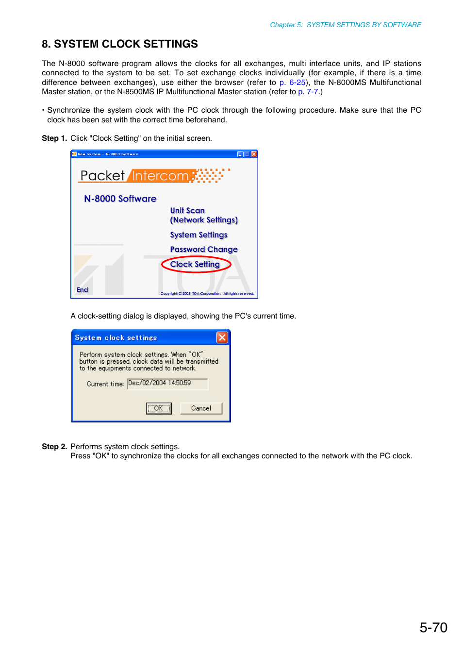 System clock settings | Toa N-8000 Series Ver.1.41 User Manual | Page 214 / 269