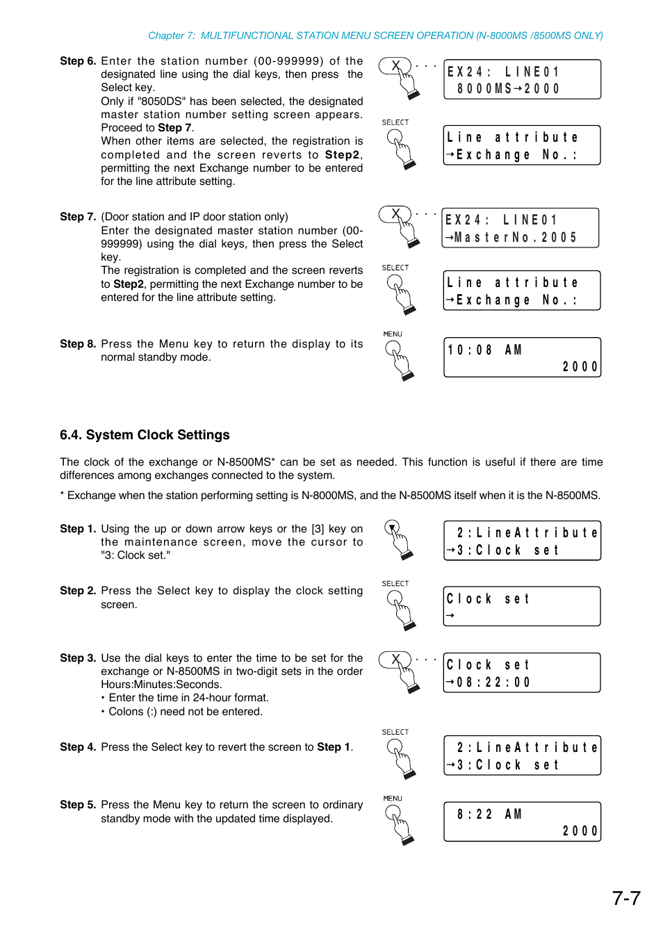 System clock settings, P.7-7, P. 7-7 | Toa N-8000 Series Ver.1.41 User Manual | Page 246 / 269