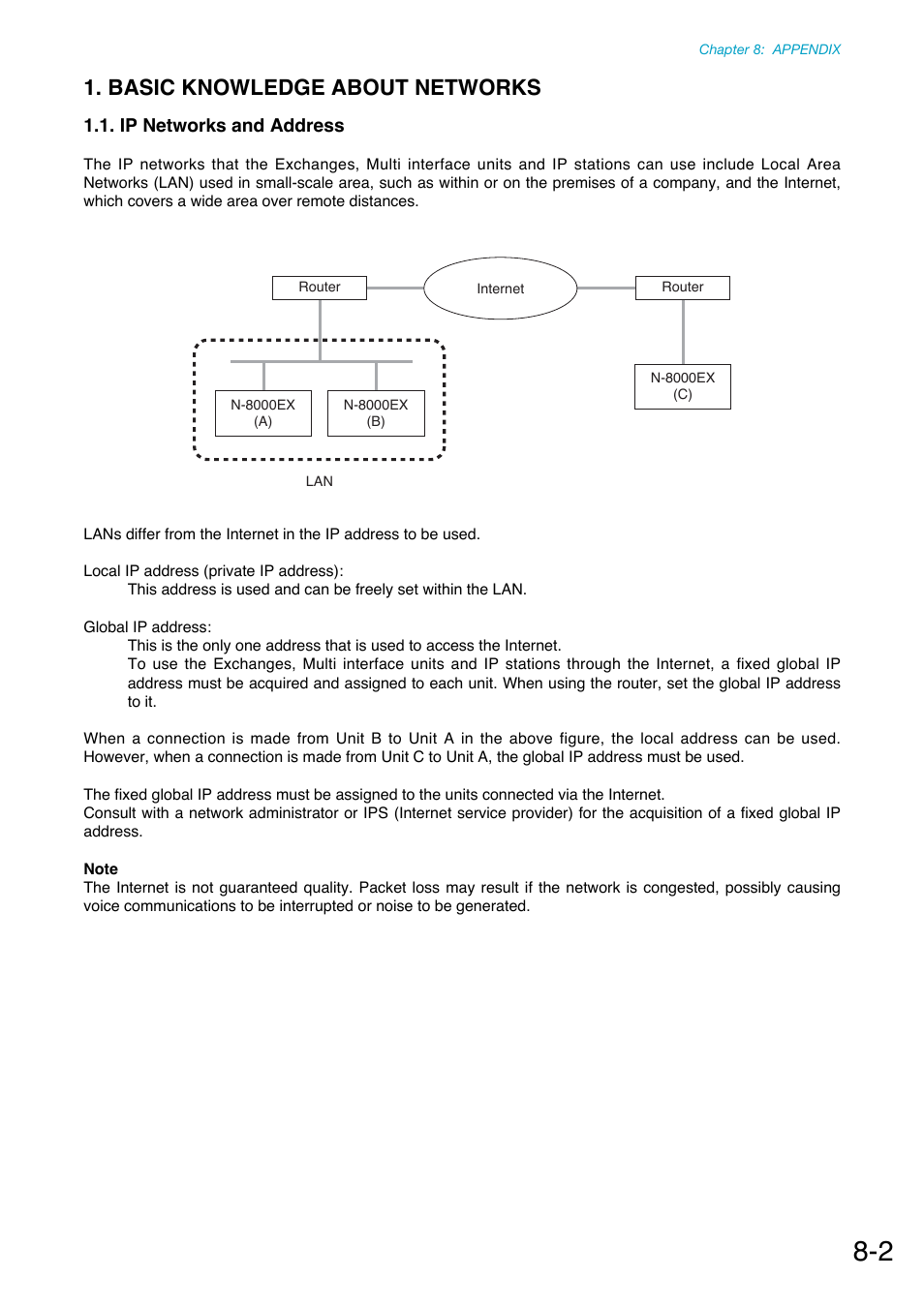 Basic knowledge about networks, Ip networks and address | Toa N-8000 Series Ver.1.41 User Manual | Page 249 / 269