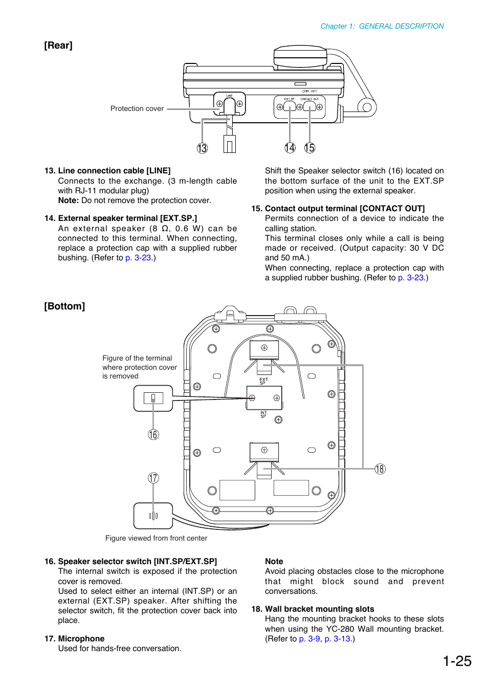 Rear, Bottom | Toa N-8000 Series Ver.1.41 User Manual | Page 38 / 269