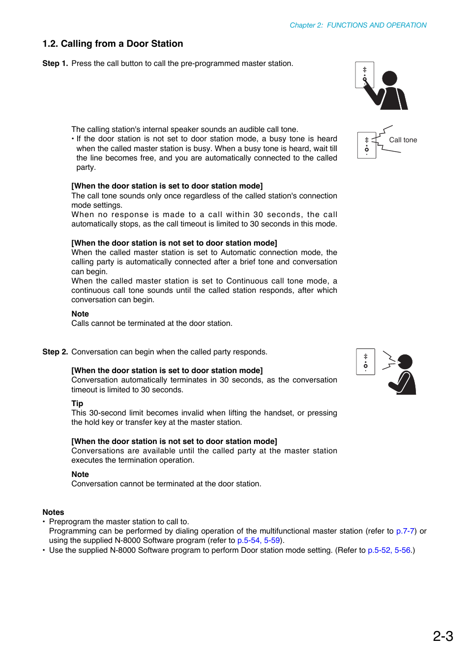 Calling from a door station | Toa N-8000 Series Ver.1.41 User Manual | Page 55 / 269